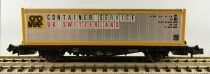 Fleischmann 8241 Ech N Db Wagon Plat Porte Conteneur Container Service Uk Suisse 2 Essieux Lbs (BTmms) 21 80 411 7 882-1 Neuf Bo