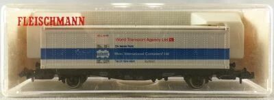 Fleischmann 8242 Ech N Db Wagon Plat Porte Conteneur World Transport Agency Ltd 2 Essieux Lbs (BTmms) 21 80 411 7 882-1 Neuf Boi
