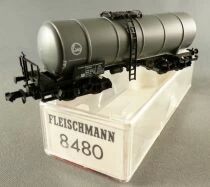 Fleischmann 8480 Ech N Db Wagon Citerne &agrave; Plateforme Eva Bogies 21 80 077 4 374-5 [P] Gris Neuf Boite