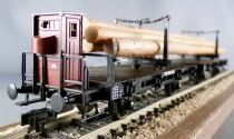 Fleischmann Ho Db Double Wagon 2 Axles with Breaksman\'s Cab Log Transport Vg no Box