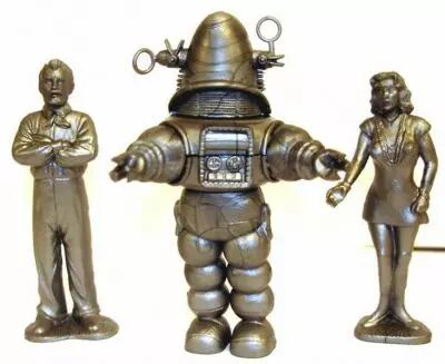 Forbidden planet Robby, Dr. Edward Morbius & Altaira Morbius - set of 3 plastic figures