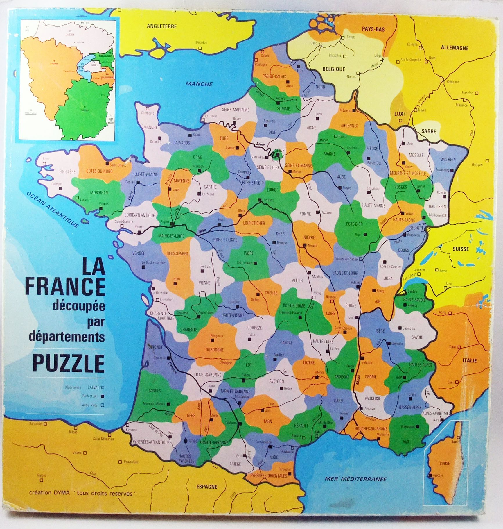 France cut by counties - 100 pieces Jigsaw Puzzle - Dyma 1968