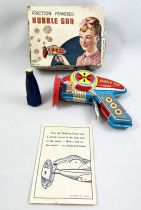 Friction Powered Bubble Gun - Vintage Tin Toy (Daiya 1960\'s)