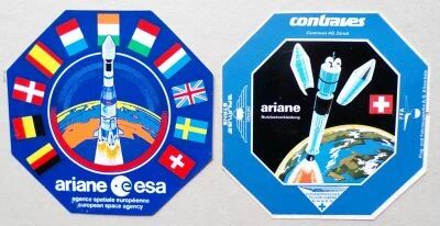 Fus�e Ariane - Lot de 2 Autocollants Vintage