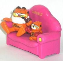 Garfield - Bully PVC Figure - Garfied as Opa on sofa with mini Boxer Garfield