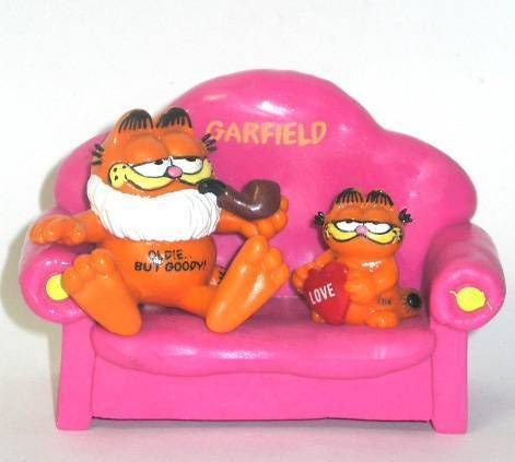 Garfield mit Herz Love Garfield Hello === 2 x Mini Figuren Bullyland with TAG 