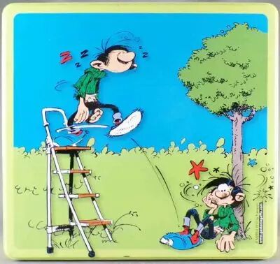 Gaston Lagaffe - Boite � Gateau Desobry Carr� - Gaston ch�te de l\'escabeau