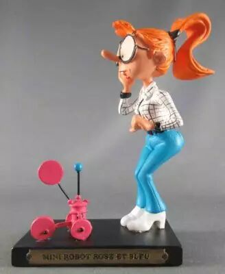 Gaston Lagaffe - Figurine R�sine Plastoy - Mlle Jeanne & Mini Robot Rose et Bleu