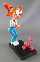 Gaston Lagaffe - Figurine Résine Plastoy - Mlle Jeanne & Mini Robot Rose et Bleu