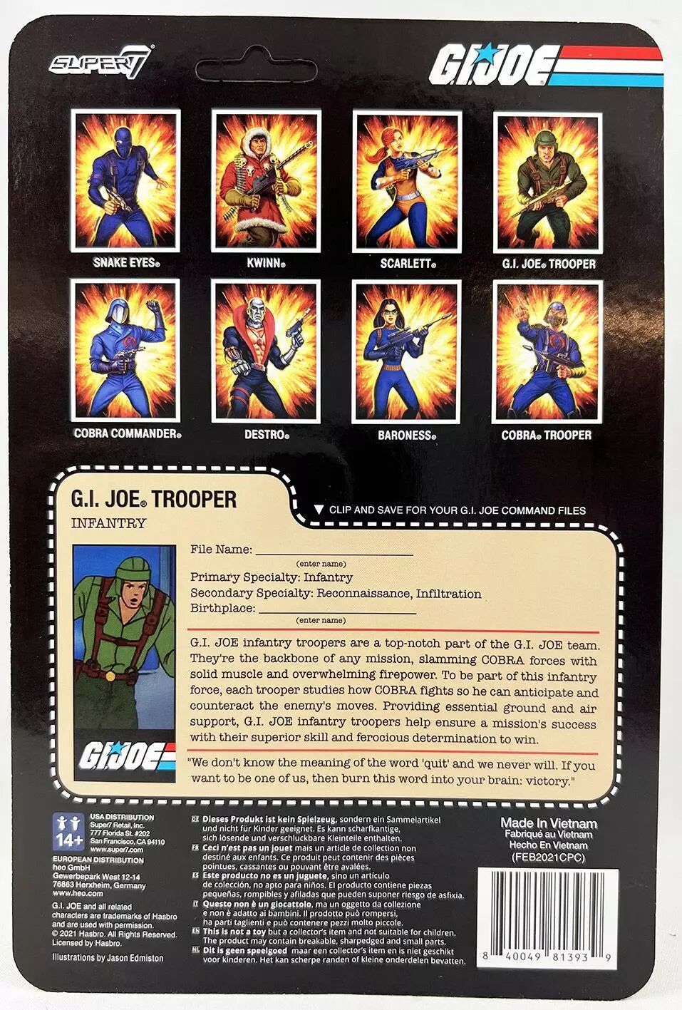 SUPER7 G.I. Joe Trooper Clean Shaven (Marrone) - Action Figure 9,5 Cm ReAction - Collezionismo