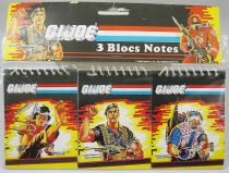 G.I.Joe - Set of 3 Notepads : Quick Kick, Flint, Tele-Viper - Hasbro France 1986