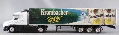 Grell Ho 1/87 Camion Scania T164 Blanc Semi Remorque Brasseur Krombacher