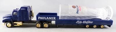 Grell Ho 1:87 Mack Vision Blue Truck & Paulaner Beer Lowbed Road Trailer