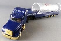 Grell Ho 1:87 Mack Vision Blue Truck & Paulaner Beer Lowbed Road Trailer