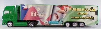 Grell Ho 1:87 Man Tga Green Truck & Bitburger Euro Football 2004 Czech Team Road Trailer
