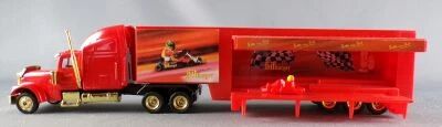 Grell Ho 1:87 Peterbilt 378 Red Truck & Bitburger Beer Go-kart Team Road Trailer
