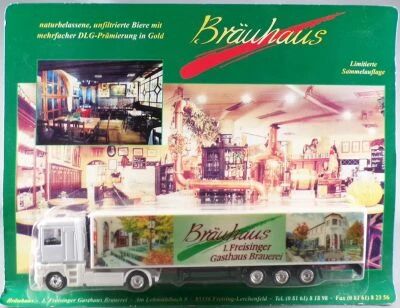Grell Ho 1:87 Renault Magnum White Truck & Br�uhaus Brewery Road Trailer Mint on Card