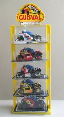 Guisval 11510 Store Dispay with 5 GP Motorbike & Pilot 1:22 MIB