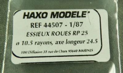 Haxo Modele 44507 Ho 2 Essieux M�tal Bruni Roues � Rayons RP25 Diam�tre 10,5mm Longueur 24,5mm CC sans Isolation