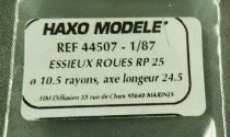 Haxo Modele 44507 Ho 2 Essieux M&eacute;tal Bruni Roues &agrave; Rayons RP25 Diam&egrave;tre 10,5mm Longueur 24,5mm CC sans Isolation
