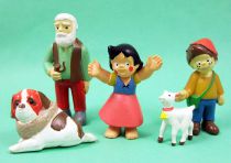 Heidi - Zuiyo - Série de 5 figurines PVC : Heidi, Pierre, Grand-Père, Blanchette, Hercule