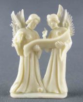 Heudebert Advertising Figure - The Christmas Crib - N°21 Two Choral Angels Holding a Musical Partition
