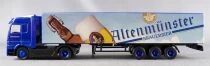 High Speed Ho 1:87 Mercedes Benz Actros Blue Truck &  Altenm&uuml;nster Brown Beer Road Trailer