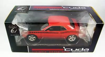Highway 61 Collectibles Cuda Concept Rallye Red w/Black AAR Stripe 1/18�me (Diecast Metal)