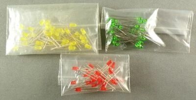 Ho Lot 87 x Led 3mm 2 Pins as 23 x Red 31 x Green 33 x Yellow Locomotive Lighting Signal Mint New