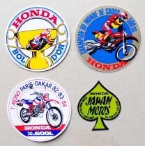 Honda - Moto Course & Cross - Lot de 4 Autocollants Vintage