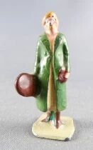 Hornby 0 Gauge Dinky Toys 1:43 French Hollow Lead Figure 40mm Woman Trenchcoat & Tennis Racket Case