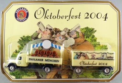 H�mmer Ho 1/87 Camion Magirus S6500 1951 Plateau Brasseur Bi�re Paulaner Munich & Remorque avec F�ts Neuf Blister