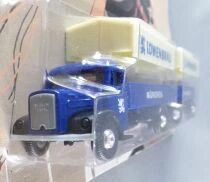 H&uuml;mmer Ho 1/87 Camion Man Diesel 415 L1 Bleu Plateau B&acirc;ch&eacute; Bi&egrave;re L&ouml;wenbr&auml;u & Remorque Neuf Blister