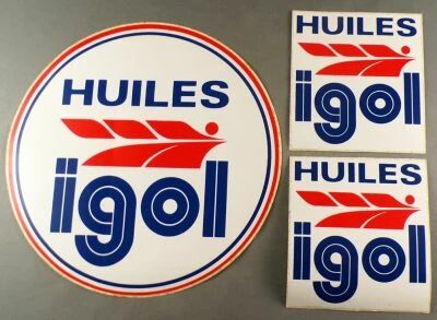 Igol - Huile Automobile & Moto - Lot de 3 Autocollants Vintage