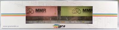 Igra 96010087 Ho Private Company Container Flat car Sggnss-XL LIS with 2 x Containers MMR MIB