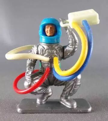Jem - Figurine Plastique 65mm - Espace - Astronaute Spaceman Gris � Genoux Conqu�te Spatiale