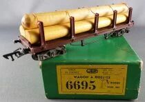 Jep 6695 Ho Sncf Wagon Plat &agrave; Ridelles Transport de Grumes Proche Neuf Boite
