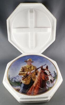 John Wayne - Collectible Plate Franklin Mint Heirloom 24K Gold - High Country Boxed