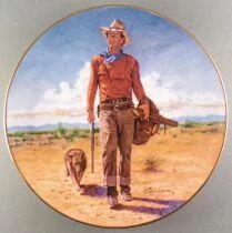 John Wayne - Collectible Plate Franklin Mint Heirloom 24K Gold - Hondo Lane Cavalry Scout Boxed