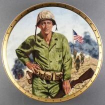 John Wayne - Collectible Plate Franklin Mint Heirloom 24K Gold - Symbol of America\'s Fighting Forces Boxed