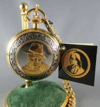 John Wayne - Franklin Mint - Pocket Watch Glass Dome Chain Stand Unused