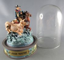 John Wayne - Franklin Mint Glass Dome Sculpture - Mounted Cow-boy Livestock