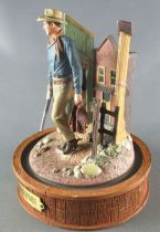 John Wayne - Franklin Mint Glass Dome Sculpture - Walking Rifle in Hand & Saddlebags