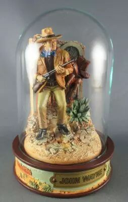 John Wayne - Statuette R�sine Globe Verre Franklin Mint - Carabine en Mains