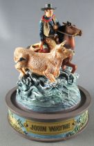 John Wayne - Statuette Résine Globe Verre Franklin Mint - Cavalier Cow-boy Bétail