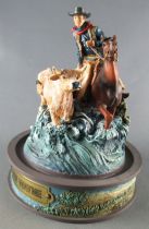 John Wayne - Statuette Résine Globe Verre Franklin Mint - Cavalier Cow-boy Bétail