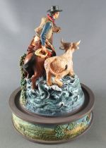 John Wayne - Statuette Résine Globe Verre Franklin Mint - Cavalier Cow-boy Bétail