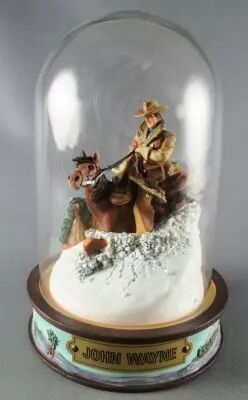 John Wayne - Statuette R�sine Globe Verre Franklin Mint - Cavalier dans la Neige