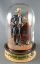 John Wayne - Statuette Résine Globe Verre Franklin Mint - Habits Noirs Accoudé au Comptoir