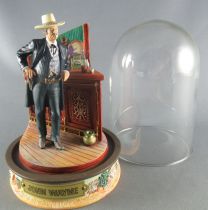 John Wayne - Statuette Résine Globe Verre Franklin Mint - Habits Noirs Accoudé au Comptoir